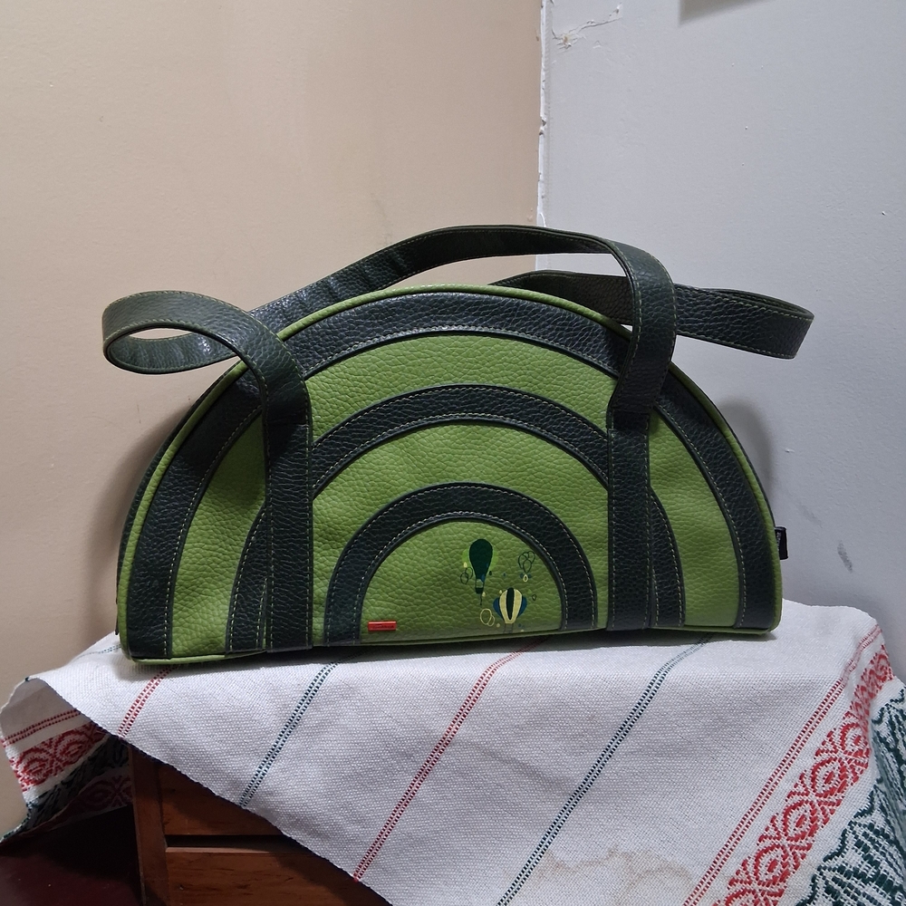 Skunkfunk Olive and Dark Green Semi-Circle Shoulder Bag with Balloon Detail